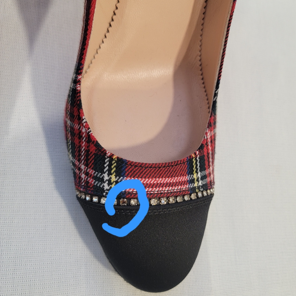 J. Crew Red and Black Stewart Tartan Plaid Heels - Picture 8 of 8
